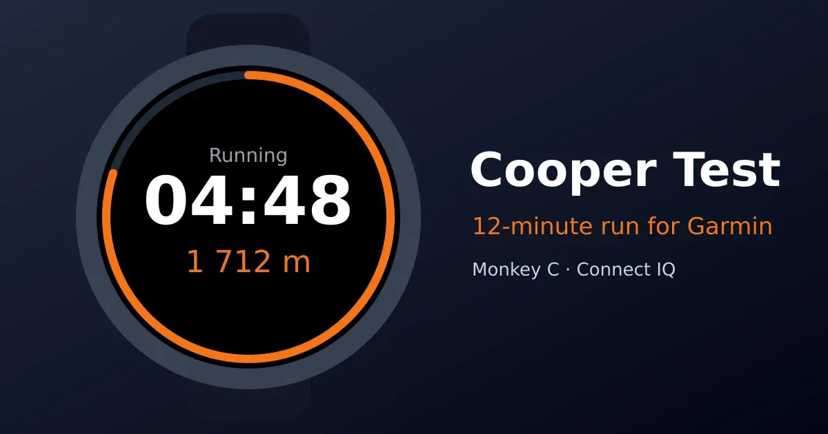 Cooper Test - Garmin watch app screenshot