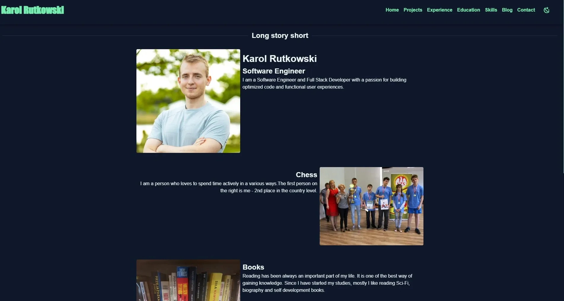 Old CV web page screenshot